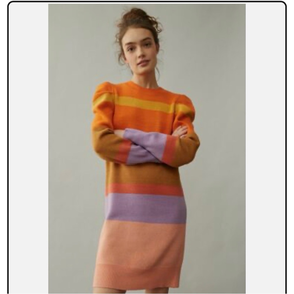 FARM Rio Vibrant Long Sleeve Dress - Orange, Purple, Pink